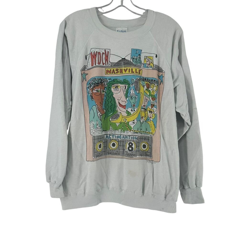 Vintage Nashville Sweatshirt Tee Jays Size XL Art WDCN Double Sided Artsy Funky